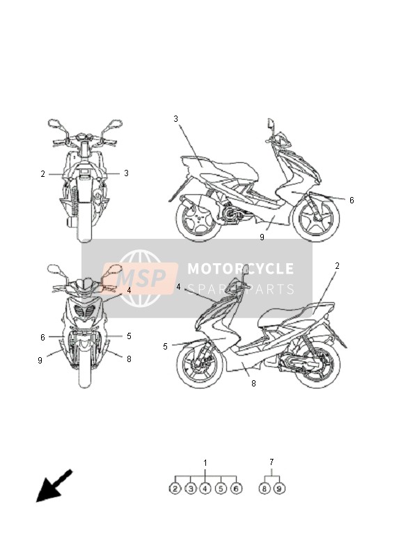 Yamaha YQ50 AEROX 2009 Graphique & Emblème pour un 2009 Yamaha YQ50 AEROX